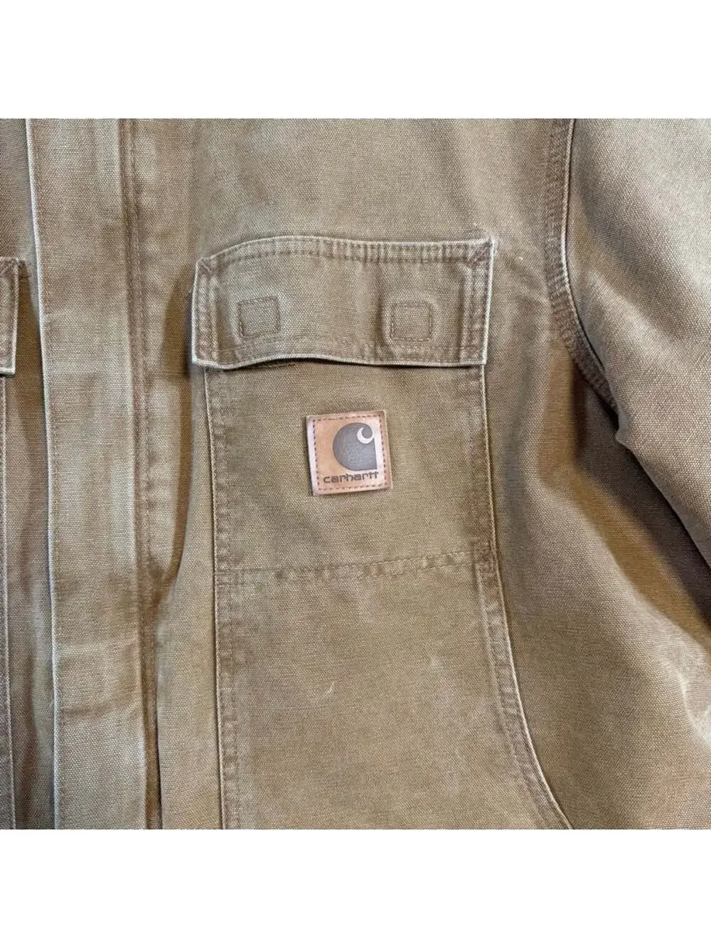 Carhartt C26 211 Sandstone Duck Arctic Quilt Coat Brown Large Tall Distressed